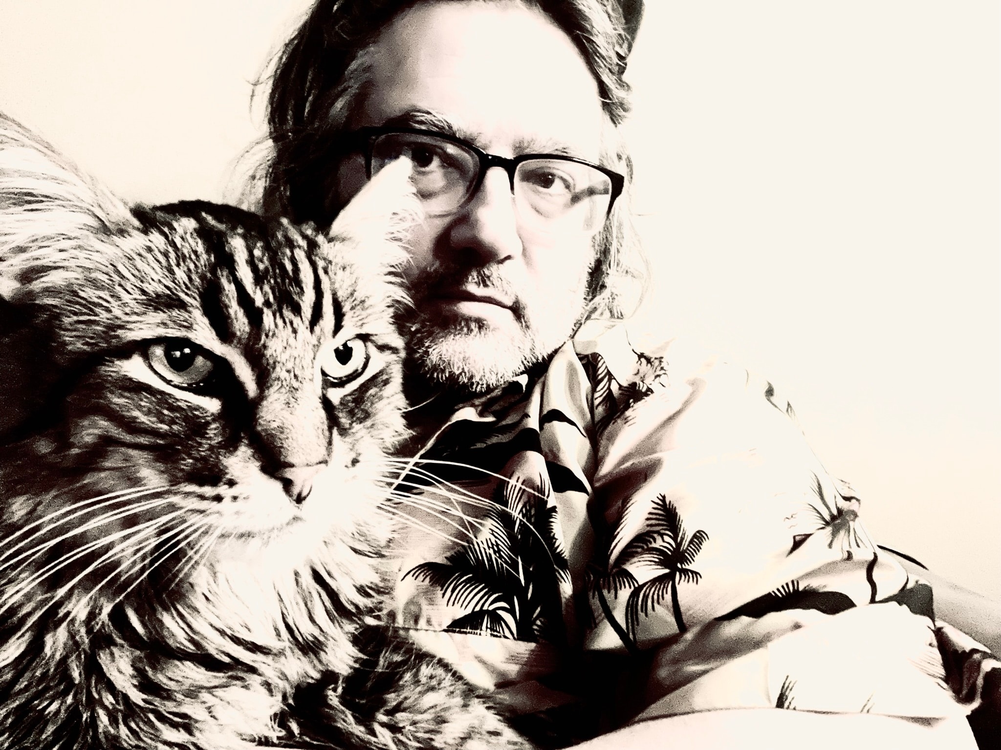 King Tiger with his person, black and white