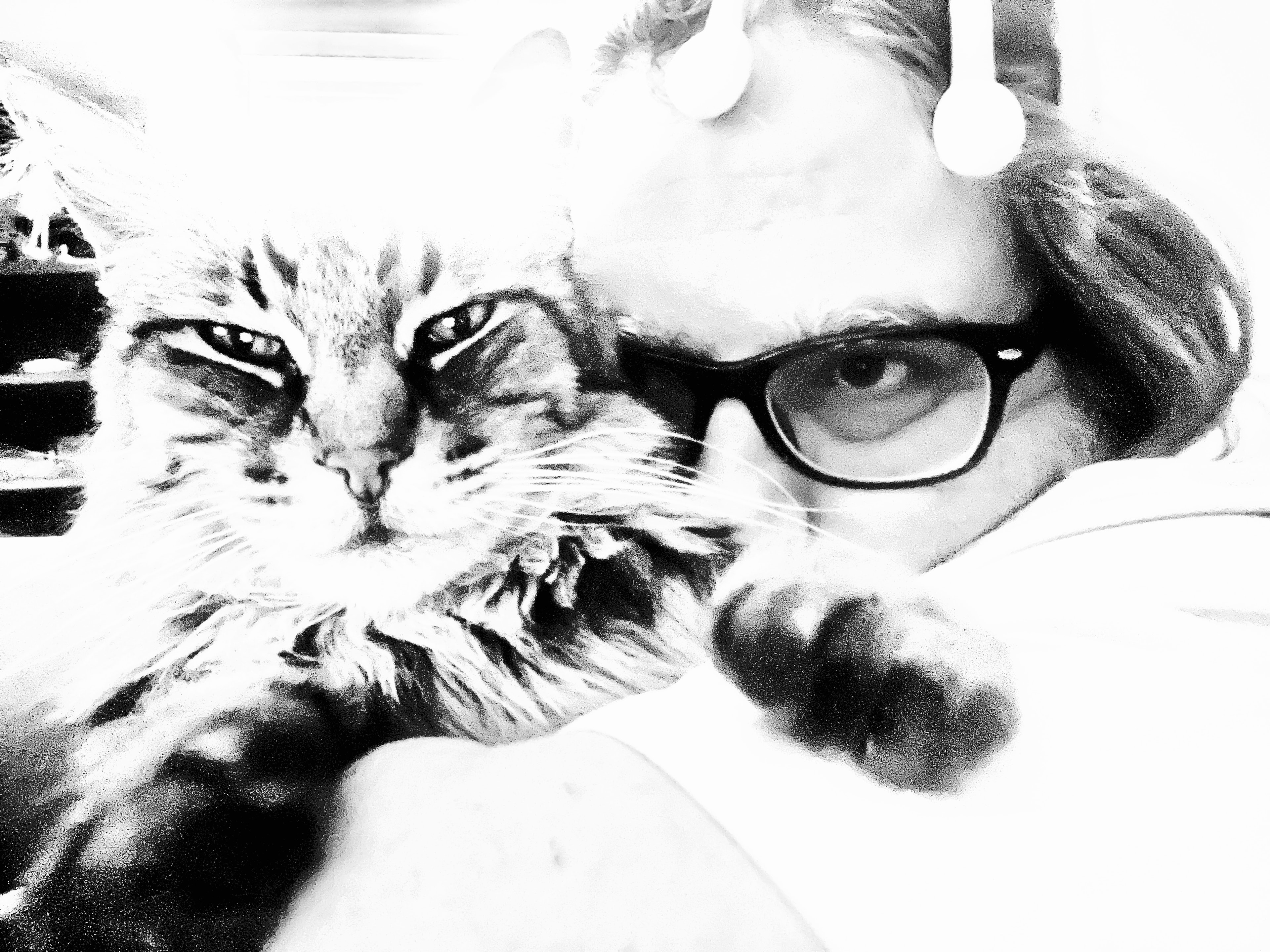 King Tiger with his person, black and white